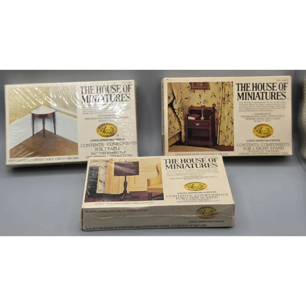 Vintage X-Acto House of Miniatures Wood Furniture Kits Lot of 3 1:12 Scale